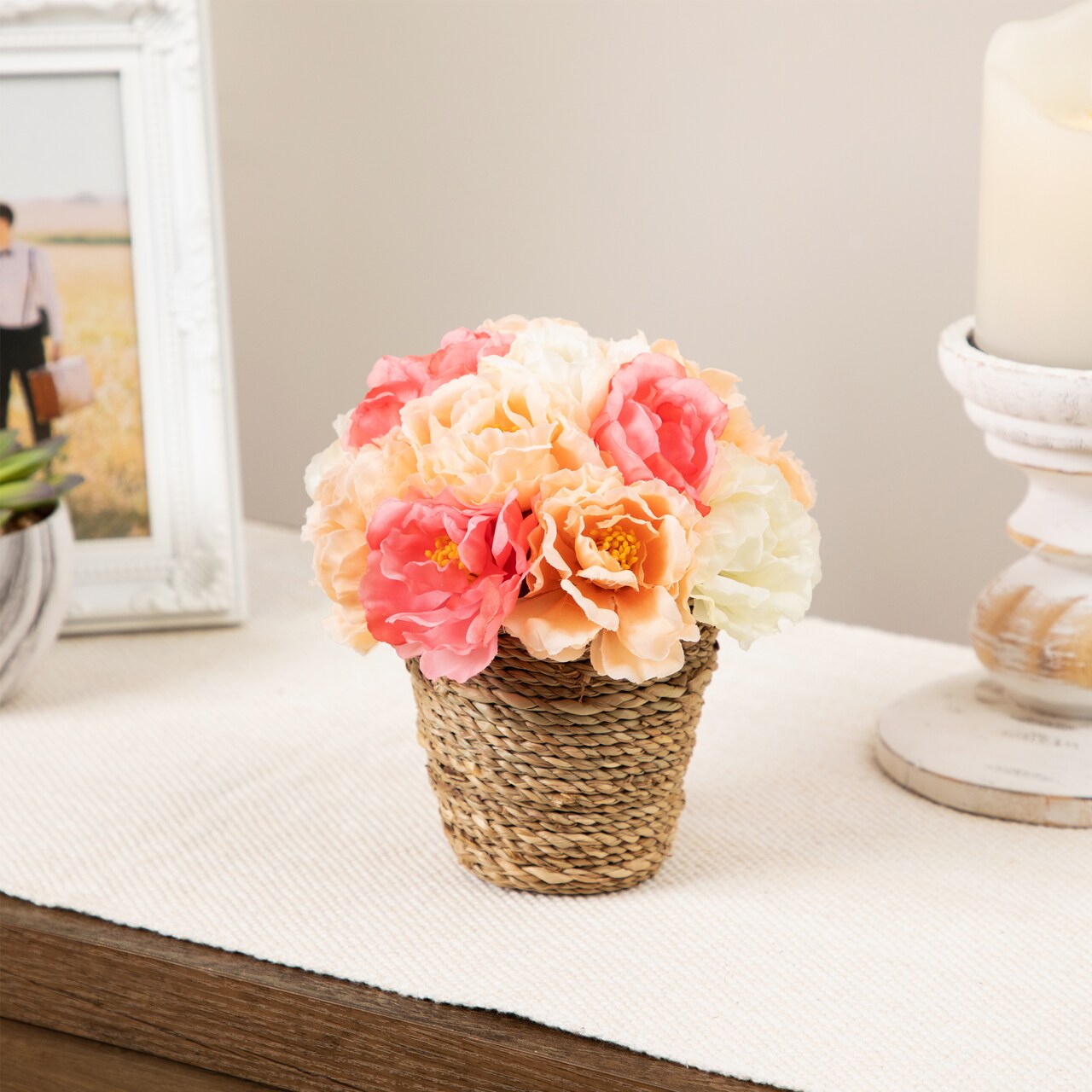 Northlight Hydrangea Springtime Artificial Flower Pot - 6" - Pink